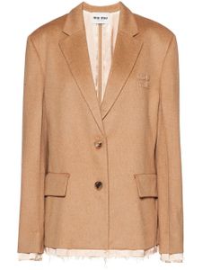 Miu Miu blazer frangé à simple boutonnage - Marron