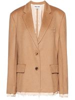 Miu Miu blazer frangé à simple boutonnage - Marron