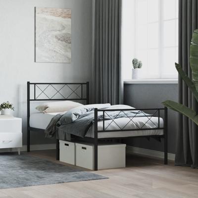Bedframe met hoofd- en voeteneinde metaal zwart 90x190 cm