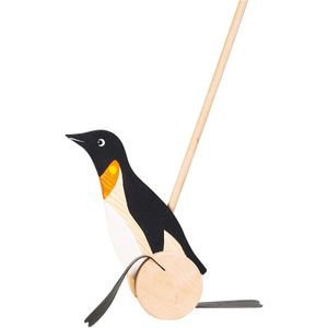 Houten duwfiguur pinguïn