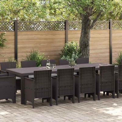 13-delige tuinset met kussens in bruin poly rattan