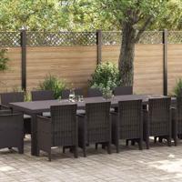 13-delige tuinset met kussens in bruin poly rattan