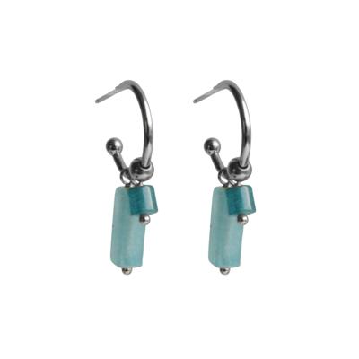 Flow Jewels Open Creolen Anisya Lichtblauwe Cilinders Zilver