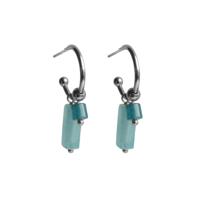 Flow Jewels Open Creolen Anisya Lichtblauwe Cilinders Zilver