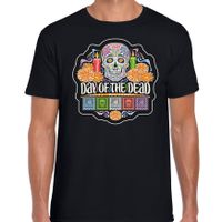 Day of the dead sugar skull horror / Halloween shirt / kostuum zwart voor heren 2XL  - - thumbnail