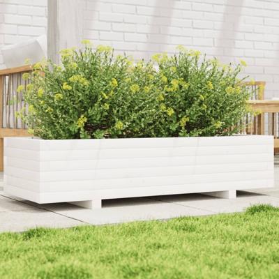 VidaXL Plantenbak 110x40x26,5 cm massief grenenhout wit