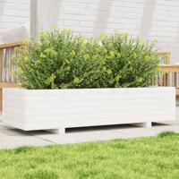 VidaXL Plantenbak 110x40x26,5 cm massief grenenhout wit