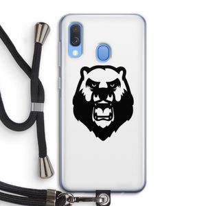Angry Bear (white): Samsung Galaxy A40 Transparant Hoesje met koord