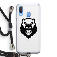 Angry Bear (white): Samsung Galaxy A40 Transparant Hoesje met koord