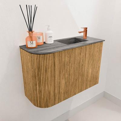Toiletmeubel Mondiaz Joya Dlux | 61.6 cm | Meubelkleur Oak | Faye wastafel Sombra Wasbak Rechts | 1 kraangat
