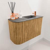 Toiletmeubel Mondiaz Joya Dlux | 61.6 cm | Meubelkleur Oak | Faye wastafel Sombra Wasbak Rechts | 1 kraangat