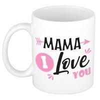 Bellatio Decorations Cadeau koffie/thee mok voor mama - roze - love mama - 300 ml - Moederdag   -