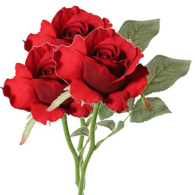 Topart Kunstbloem - 3x - roos Alice - de luxe - rood - 30 cm - kunststof steel - decoratie