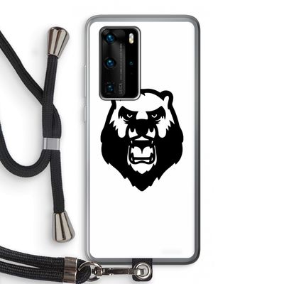 Angry Bear (white): Huawei P40 Pro Transparant Hoesje met koord