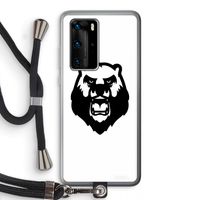Angry Bear (white): Huawei P40 Pro Transparant Hoesje met koord