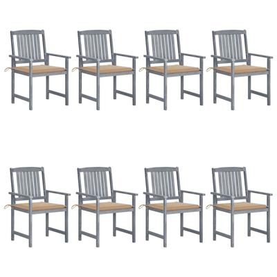 Tuinstoelen 8 st met kussens massief acaciahout grijs