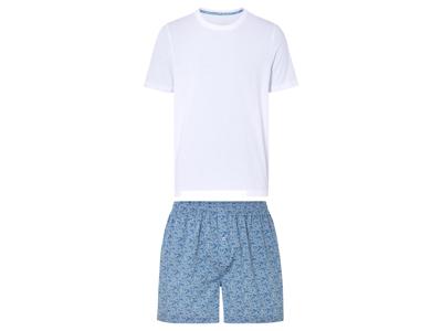 LIVERGY Korte heren pyjama (Wit/blauw, S)