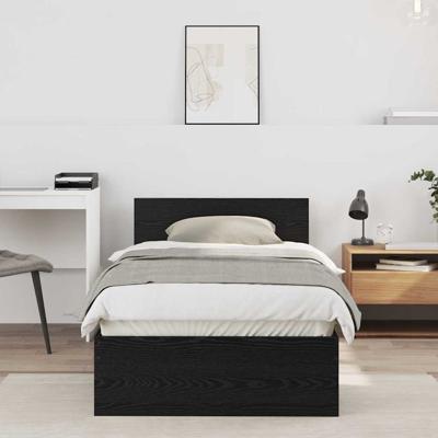 Bedframe met hoofdeinde Zwart eiken 75 x 190 cm Bewerkt hout