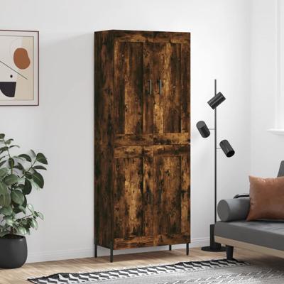 Hoge kast 69,5x34x180 cm bewerkt hout gerookt eikenkleurig
