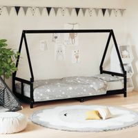 Kinderbedframe 80x200 cm massief grenenhout zwart - thumbnail