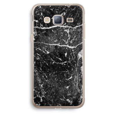 Zwart marmer: Samsung Galaxy J3 (2016) Transparant Hoesje