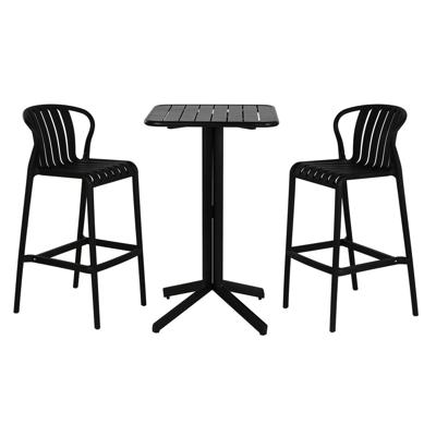 Tafel met twee stoelen Home ESPRIT Zwart Metaal Polypropyleen 60 x 60 x 102 cm