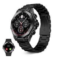 Ksix Titanium AMOLED Smartwatch - Roestvrij staal & Siliconen band - Zwart