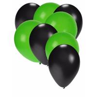 Shoppartners party ballonnen - zwart en groen - 30x stuks - feestartikelen - versiering