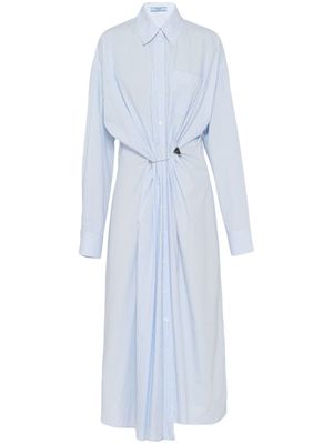 Prada robe-chemise rayée à détail d'épingle - Bleu