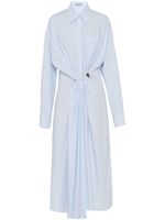 Prada robe-chemise rayée à détail d'épingle - Bleu