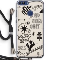 Good vibes: Huawei P Smart (2018) Transparant Hoesje met koord