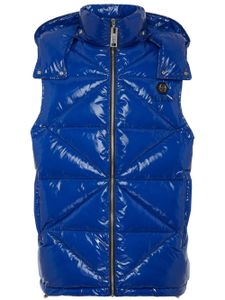 Philipp Plein gilet matelassé à plaque logo Hexagon - Bleu