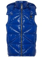 Philipp Plein gilet matelassé à plaque logo Hexagon - Bleu - thumbnail