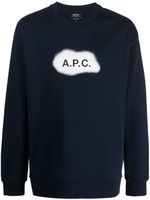 A.P.C. sweat en coton à logo imprimé - Bleu - thumbnail