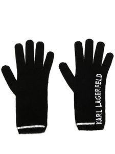 Karl Lagerfeld gants à logo en intarsia - Noir