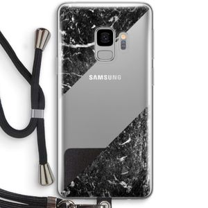 Zwart marmer: Samsung Galaxy S9 Transparant Hoesje met koord