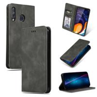 Retro huid voelen Business magnetische horizontale Flip lederen case voor Galaxy A60/M40 (donkergrijs)