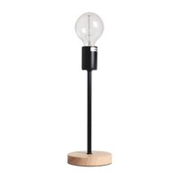 Scandinavische Tafellamp Norway 31,5 cm 1 Lichts Mat Zwart Met Houten Voet - thumbnail