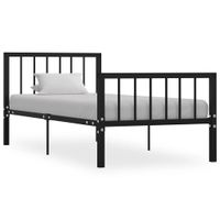 Bedframe metaal zwart 90x200 cm - thumbnail