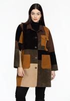 Yoek Blouse-jacket suede patchwork | Bruin | Maat 52