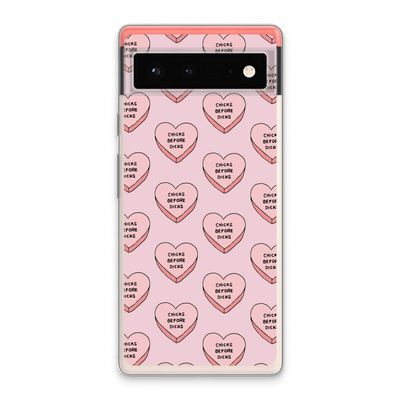 Chicks before dicks: Google Pixel 6 Transparant Hoesje