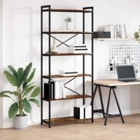 Boekenkast Gerookt eiken 80 x 30 x 188 cm Hout en Staal