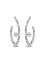 Yoko London boucles d'oreilles Sleek en or blanc 18ct ornées de diamants et de perles d'Akoya - Argent