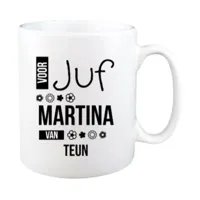 Voor Juf mok met naam (wit)