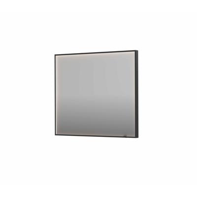 Spiegel INK SP19 90x4x80 cm incl. direct LED-Verlichting Rondom en Spiegelverwarming Geborsteld Metal Black