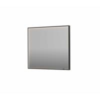 Spiegel INK SP19 90x4x80 cm incl. direct LED-Verlichting Rondom en Spiegelverwarming Geborsteld Metal Black