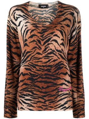 DSQUARED2 pull à imprimé léopard - Marron