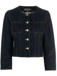 CHANEL Pre-Owned veste en jean 1997 à design sans col - Bleu