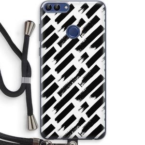 Zwarte vegen: Huawei P Smart (2018) Transparant Hoesje met koord