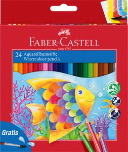 Kleurpotloden Faber-Castell aquarel incl penseel set ÃƒÆ' 24 stuks assorti